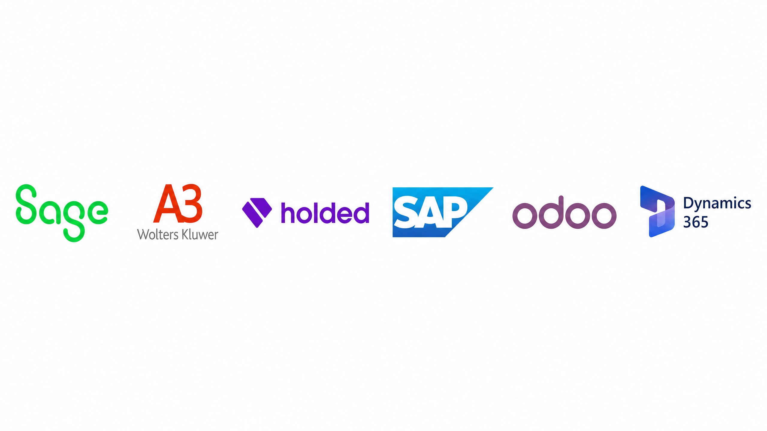 Accounting integrations: Sage, A3 Wolters Kluwer, Holded, SAP, Odoo, Dynamics 365