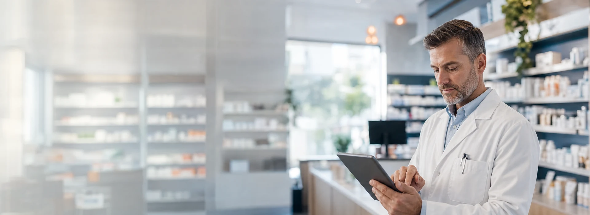 Farmacéutico revisando una propuesta de pedido de inventario